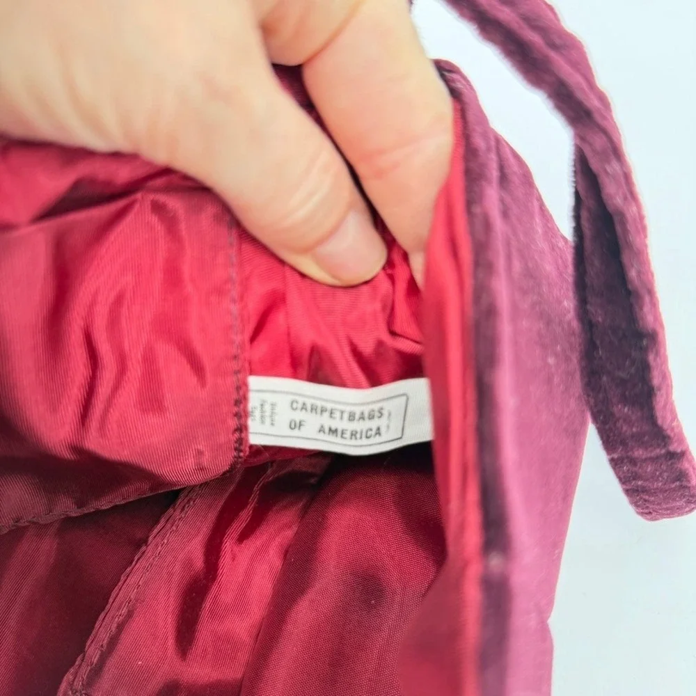 Carpetbags of American Velvet Shoulder‎ Bag Burgundy Evening Boho Gold Accent